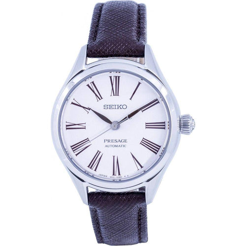 Load image into Gallery viewer, Seiko Presage Women&#39;s White Dial Leather Strap Automatic Watch SPB233 SPB233J1 SPB233J - The Exquisite Seiko Presage SPB233 Women&#39;s White Dial Leather Strap Automatic Watch in Stainless Steel
