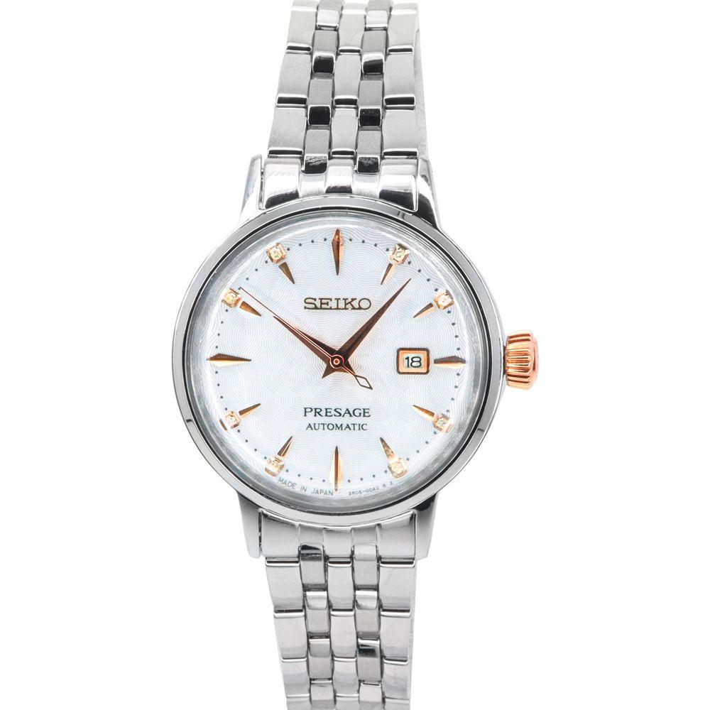 Seiko Presage Cocktail Time Clover Club Diamond Accents White Dial Automatic SRE009J1 Women's Watch - Elegant Stainless Steel Timepiece for Women
