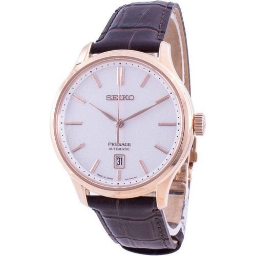 Load image into Gallery viewer, Seiko Presage Automatic Zen Garden SRPD42 Men&#39;s Rose Gold Leather Strap Watch with Replacement Band - Elegant and Refined Timepiece for Gentlemen
