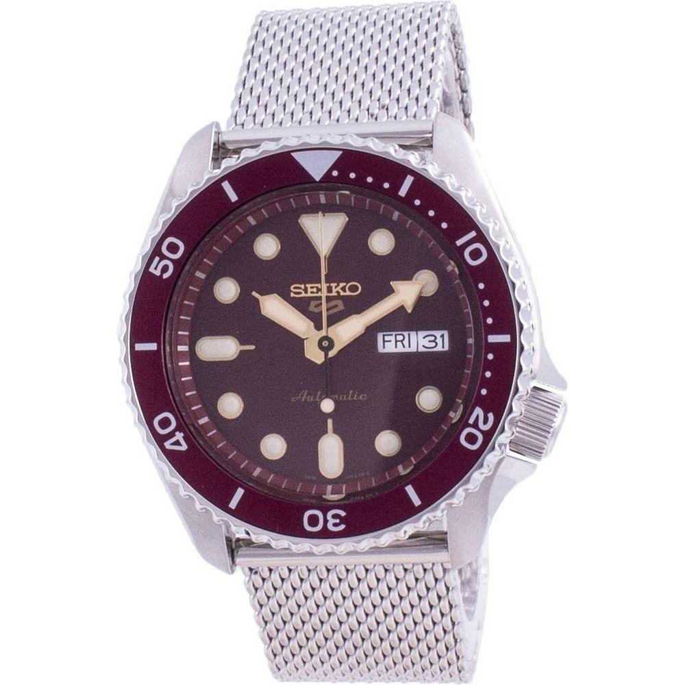 Seiko 5 Sports Men's Automatic Watch SRPD69K1 - Stainless Steel Mesh Bracelet, Red Dial