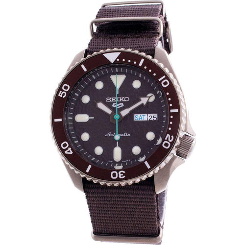 Load image into Gallery viewer, Seiko 5 Sports Sense Style Automatic SRPD85 Men&#39;s Watch - Brown Dial, Stainless Steel Case, Nylon Strap
