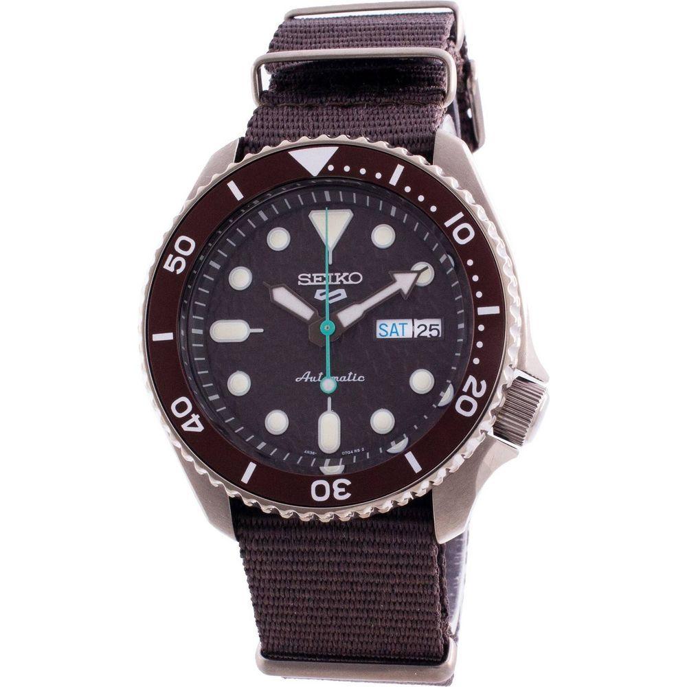 Seiko 5 Sports Sense Style Automatic SRPD85 Men's Watch - Brown Dial, Stainless Steel Case, Nylon Strap