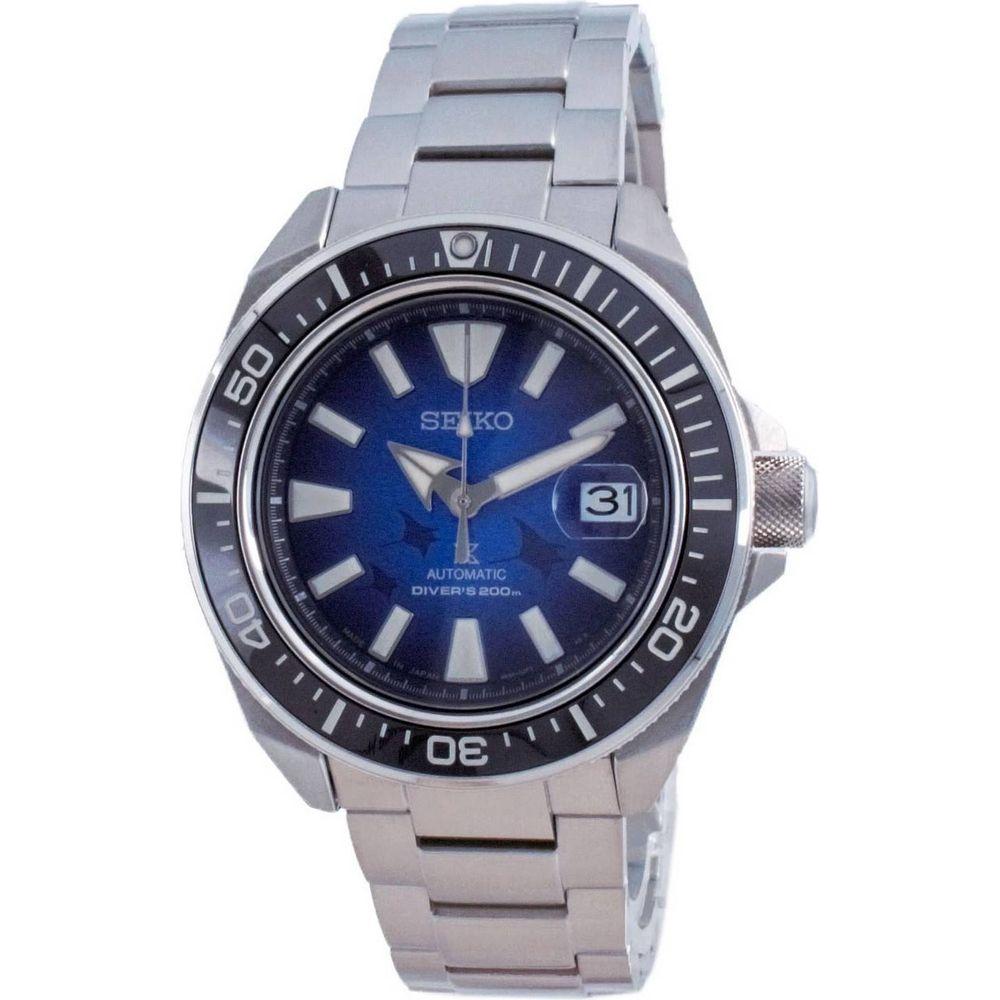 Seiko Prospex SRPE33J1 Save The Ocean Manta Ray Edition Automatic Diver's 200M Men's Blue Dial Stainless Steel Watch