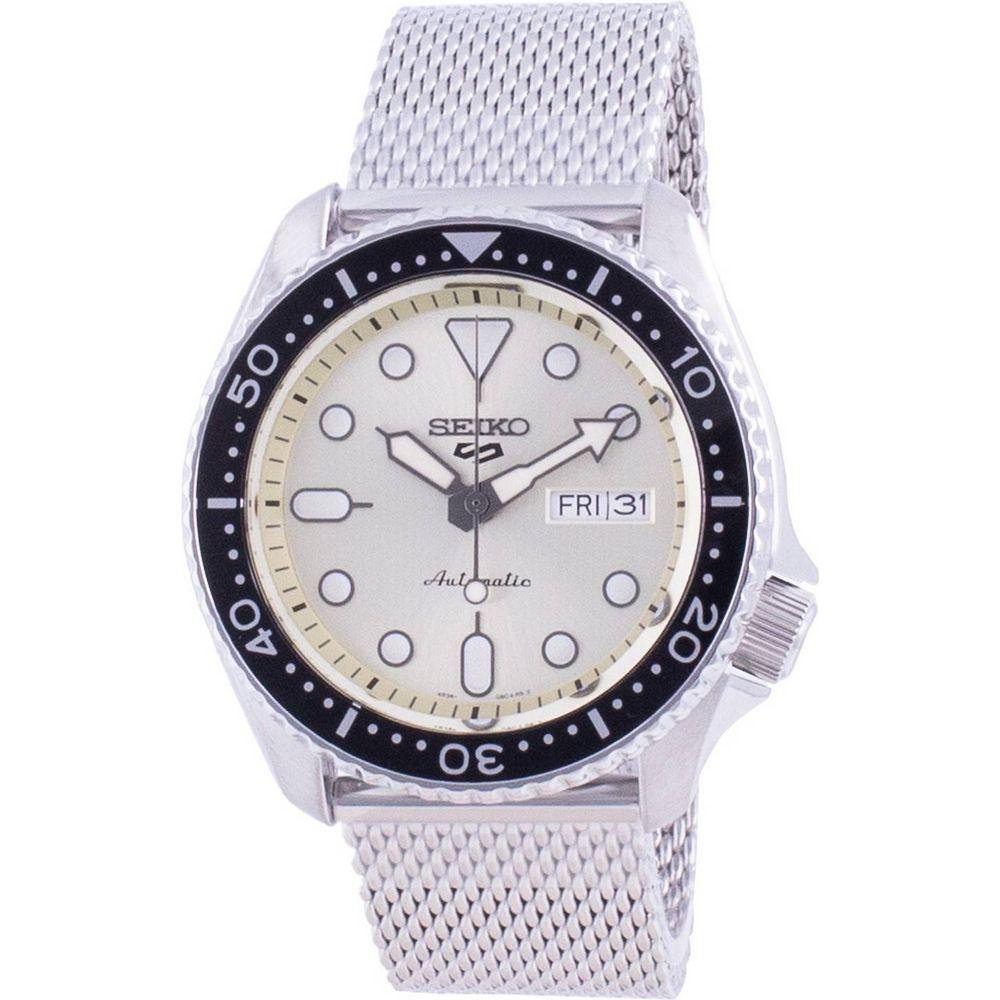 Seiko 5 Sports Men's Champagne Dial Stainless Steel Mesh Automatic Watch SRPE75 SRPE75K1 SRPE75K