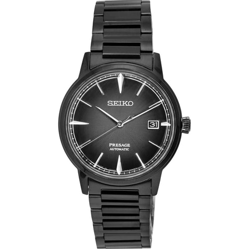 Load image into Gallery viewer, Seiko Presage Cocktail Time The Black Velvet Automatic Men&#39;s Watch SRPJ15J1 - Stainless Steel Case and Bracelet, 4R35 Automatic Movement, Black Dial, 50m Water Resistance
