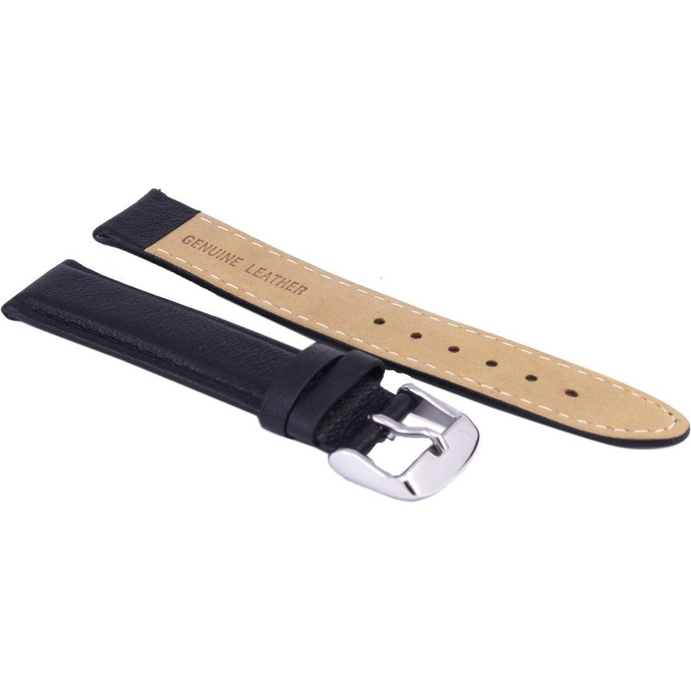 18mm Black Genuine Leather Watch Strap - Timeless Elegance for Both Men and Women