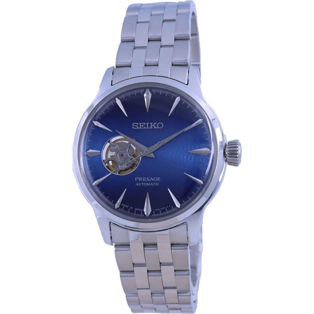 Seiko Presage Cocktail Time Blue Acapulco Open Heart Automatic Men's Watch - Model SSA439J1, Stainless Steel Bracelet