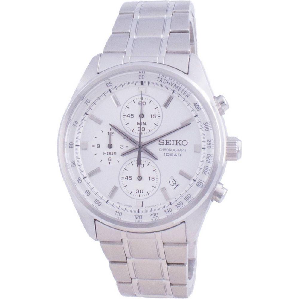 Seiko Chronograph Quartz SSB375P1 Men's Watch - Stainless Steel, White Dial