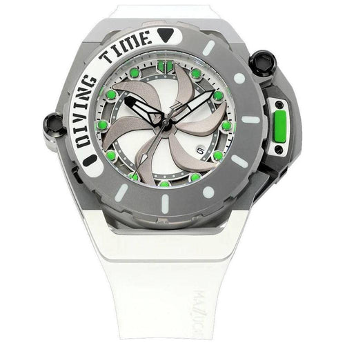 Load image into Gallery viewer, Mazzucato RIM Scuba White Green Reversible Twin Dial Automatic SUB07-WH802 100M Men&#39;s Watch

