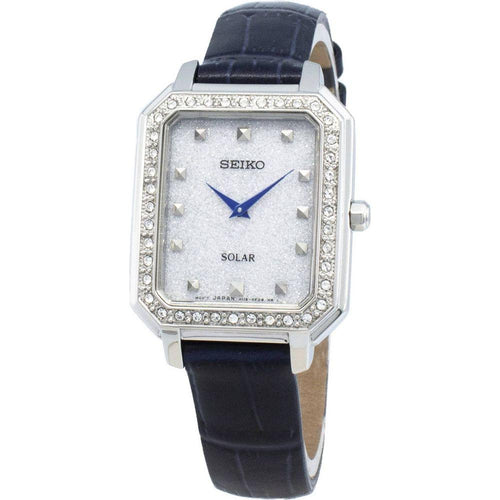 Load image into Gallery viewer, Seiko Conceptual SUP429P Diamond Accents Solar Women&#39;s Watch - Stainless Steel Case, Leather Strap, White Dial
