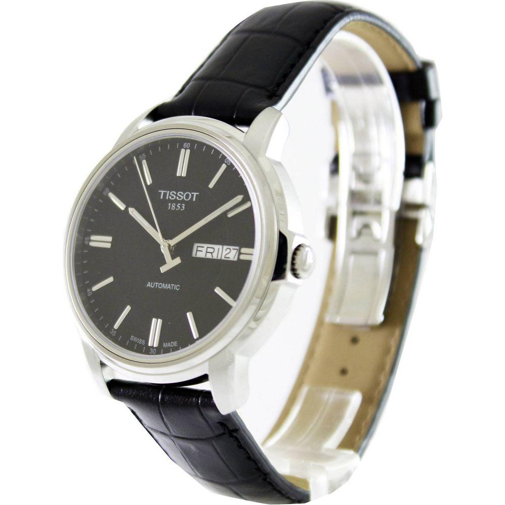Tissot T-Classic Automatic III Men's Watch - Model T065.430.16.051.00 - Stainless Steel Case - Black Dial - Leather Strap