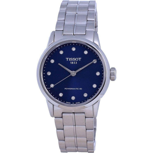 Load image into Gallery viewer, Tissot T-Classic Luxury Diamond Accents Automatic Women&#39;s Watch T086.207.11.046.00 - Blue Dial, Stainless Steel Bracelet

