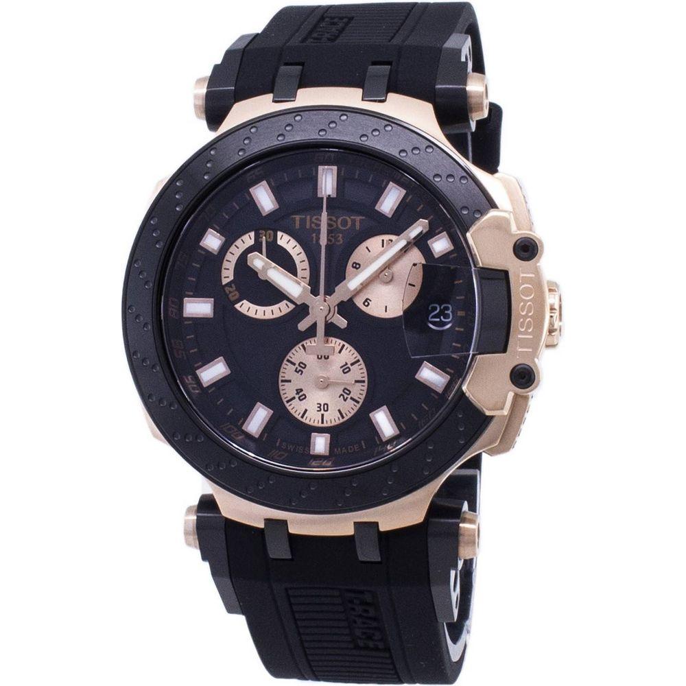 Tissot T-Sport T-Race T115.417.37.051.00 Chronograph Quartz Men's Watch - Black Dial, Stainless Steel Case, Silicone Strap