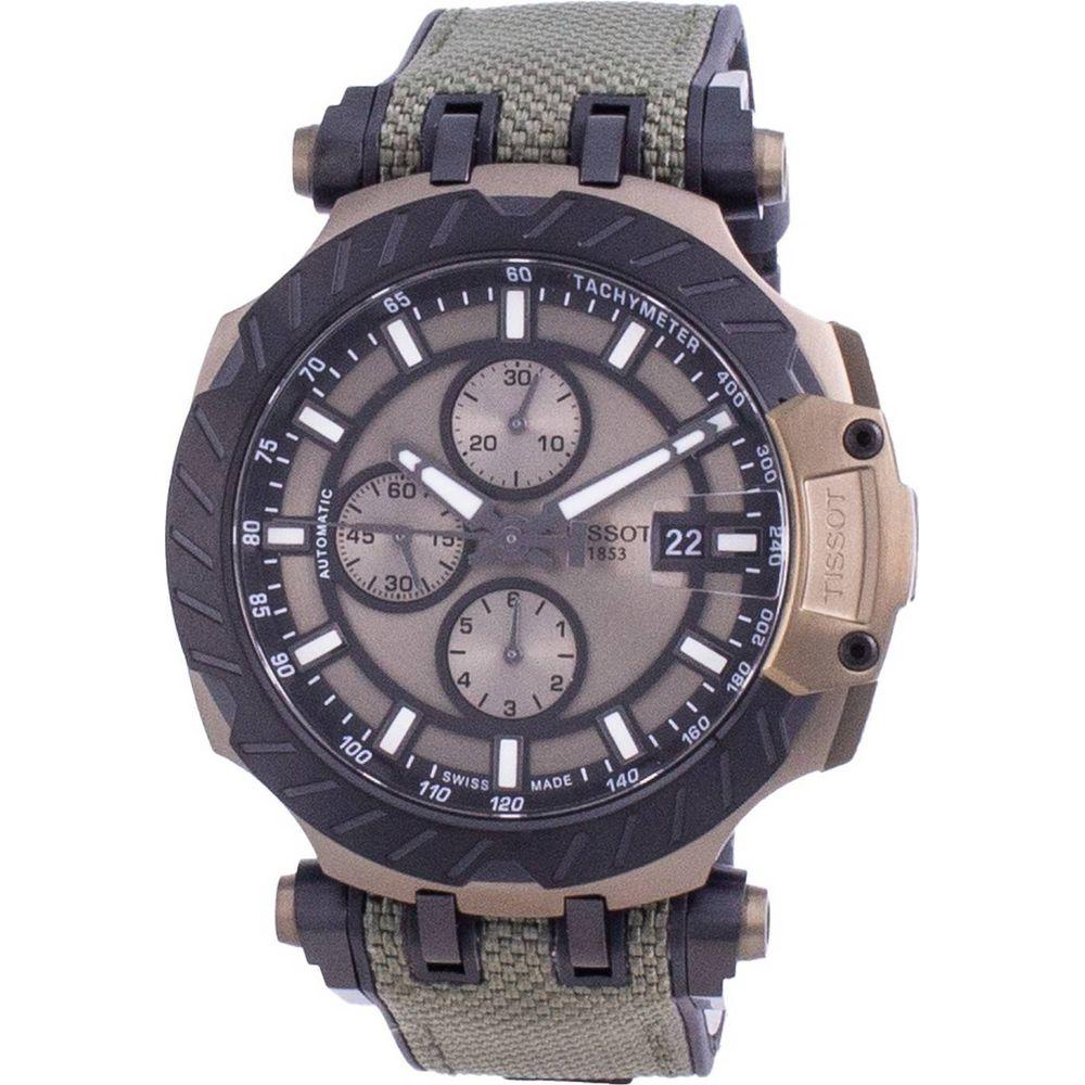 Tissot T-Race Chronograph Automatic Men's Watch T115.427.37.091.00 - Khaki Dial, Stainless Steel Case