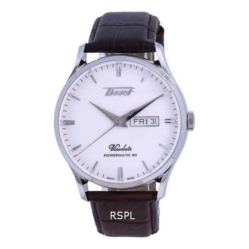 Load image into Gallery viewer, Tissot Heritage Visodate Powermatic 80 T118.430.16.271.00 Men&#39;s Silver Opalin Dial Automatic Watch with Leather Strap
