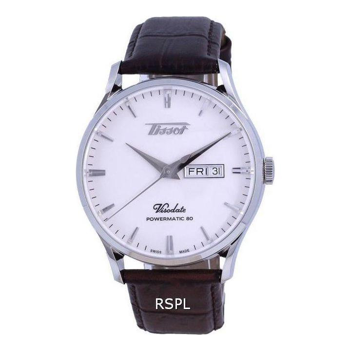 Tissot Heritage Visodate Powermatic 80 T118.430.16.271.00 Men's Silver Opalin Dial Automatic Watch with Leather Strap