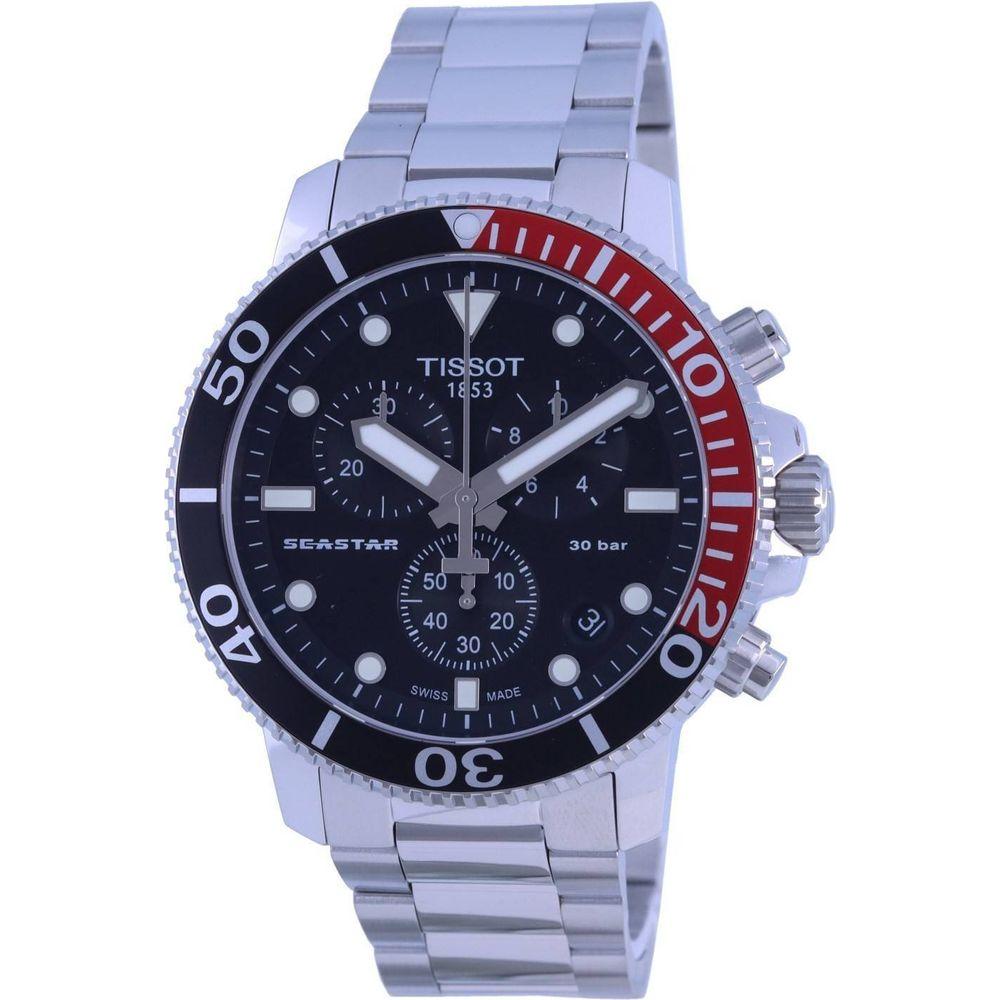 Tissot T-Sport Seastar 1000 Diver's Chronograph Quartz T120.417.11.051.01 T1204171105101 300M Men's Watch - Stainless Steel Black Dial 45mm