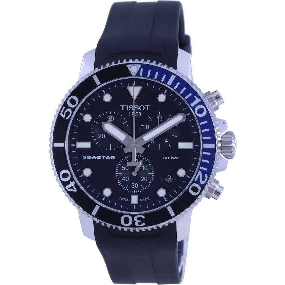 Tissot T-Sport Seastar 1000 Diver's Chronograph Quartz T120.417.17.051.02 300M Men's Watch Black Rubber Strap Replacement