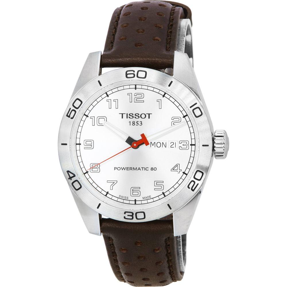Tissot T-Sport PRS 516 Powermatic 80 Silver Dial Men's Watch T131.430.16.032.00 - Stainless Steel Case, Leather Strap, Automatic Movement, Power Reserve up to 80 Hours, Day and Date Display, Water Resistant 100m