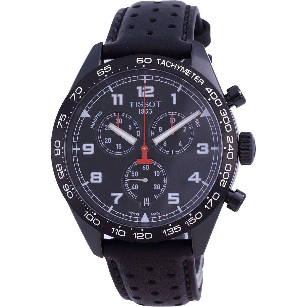 Tissot T-Sport PRS 516 Chronograph Quartz Watch - Black Leather Strap Replacement for Men