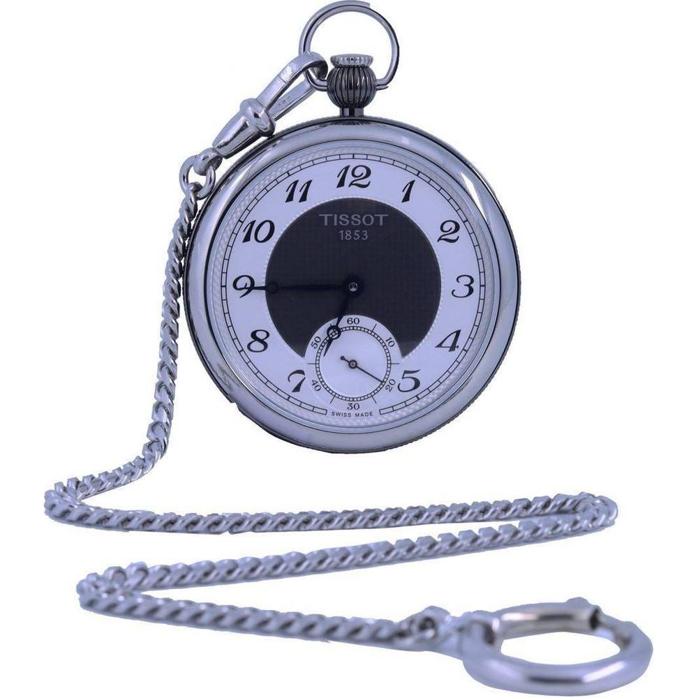 Tissot T-Pocket Bridgeport Lepine Mechanical T860.405.29.032.00 Unisex Stainless Steel Pocket Watch, Silver Dial