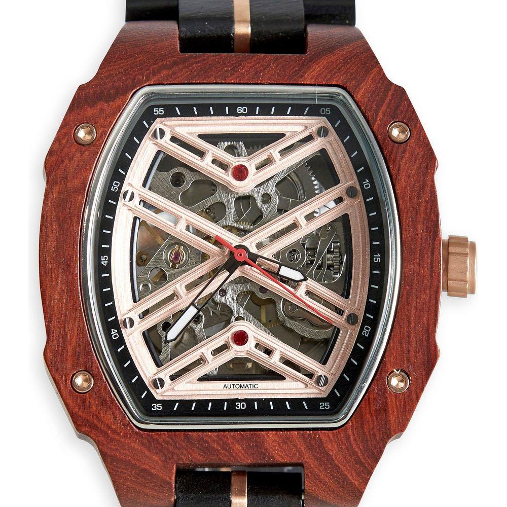 Mahogany Handmade Natural Wood Wristwatch - Model MHW-001 - Men's Black and Bronze