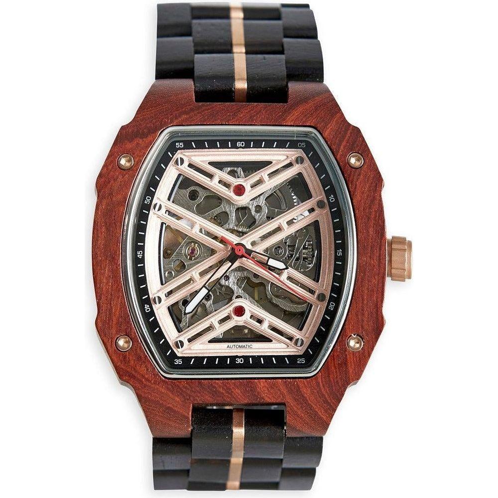 Mahogany Handmade Natural Wood Wristwatch - Model MHW-001 - Men's Black and Bronze
