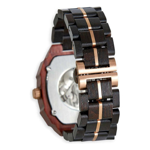 Load image into Gallery viewer, Mahogany Handmade Natural Wood Wristwatch - Model MHW-001 - Men&#39;s Black and Bronze
