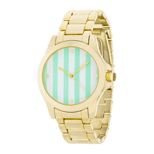 Load image into Gallery viewer, Elegant Timepieces - Gold Watch with Mint Stripe Dial - Model XYZ123 - Unisex - Limited Edition
