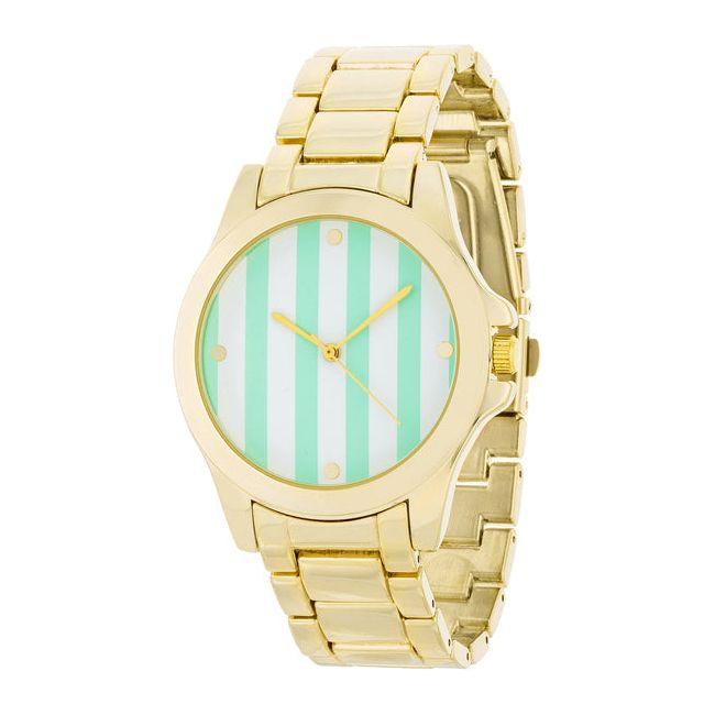 Elegant Timepieces - Gold Watch with Mint Stripe Dial - Model XYZ123 - Unisex - Limited Edition