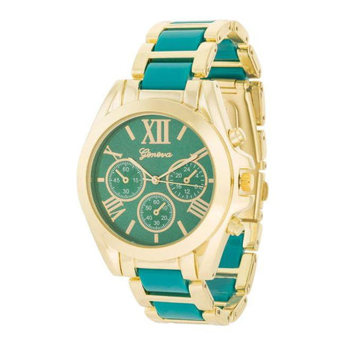 Load image into Gallery viewer, Teal Gold Watch - Contemporary Fashion Timepiece for Women, Model X123
