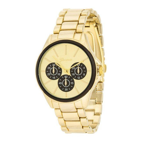 Load image into Gallery viewer, Chrono Gold Metal Watch - Elegant Unisex Timepiece in Shimmering Gold
