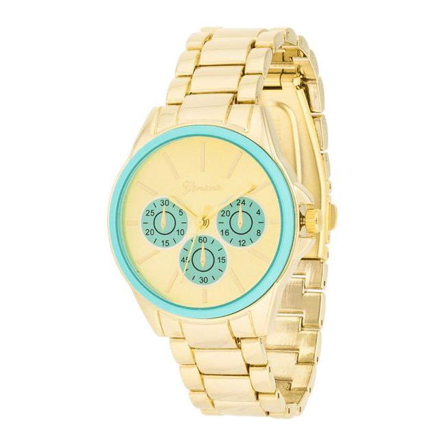 Chrono Gold Metal Watch - Stylish and Timeless Unisex Timepiece with Model Number C-2021