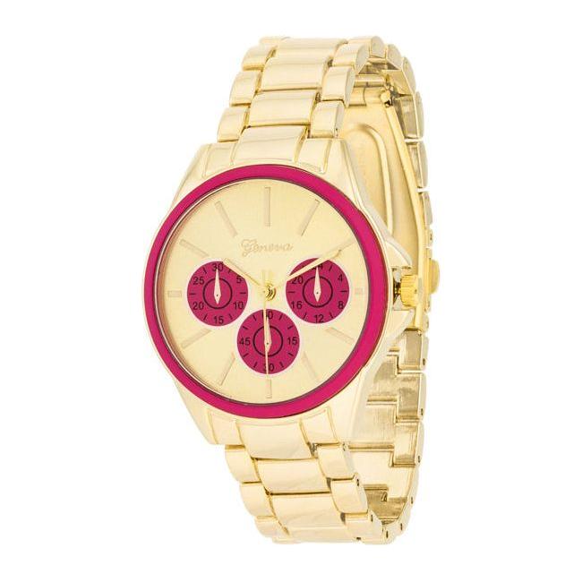 Chrono Gold Metal Watch - Elegant Timepiece for Men and Women in Luxurious Gold