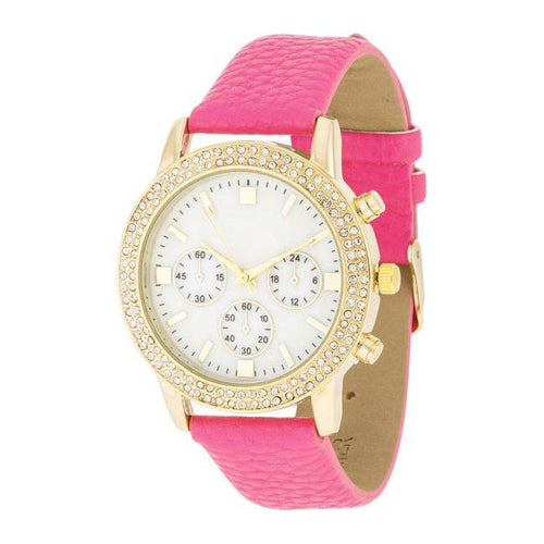 Load image into Gallery viewer, Gold Shell Pearl Watch with Crystals - Elegant Timepiece for Women
