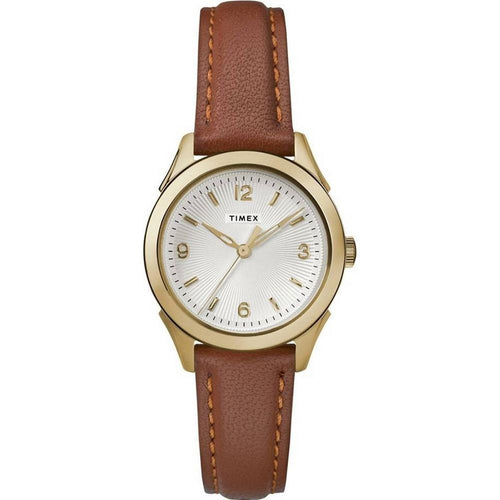 Load image into Gallery viewer, Timex Torrington TW2R91100 Women&#39;s Silver Dial Leather Strap - Elegant Gold Tone Stainless Steel Case Replacement Band for Watches
