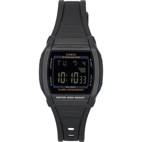 Load image into Gallery viewer, Casio W-201-1B Men&#39;s Dual Time LED Backlight Digital Sports Watch, Black
