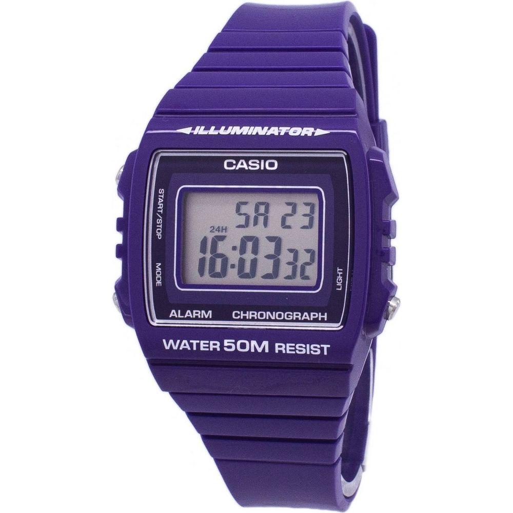 Casio W-215H-6AV Unisex Chronograph Watch - Sleek Black Resin Timepiece with LED Backlight