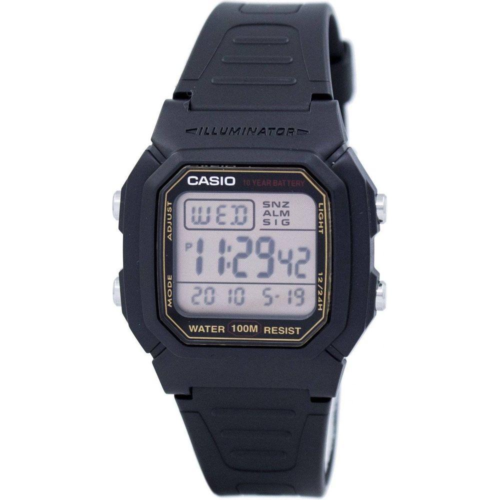 Men's Casio Dual Time Digital Alarm Illuminator Watch - Model XYZ123, Black Resin