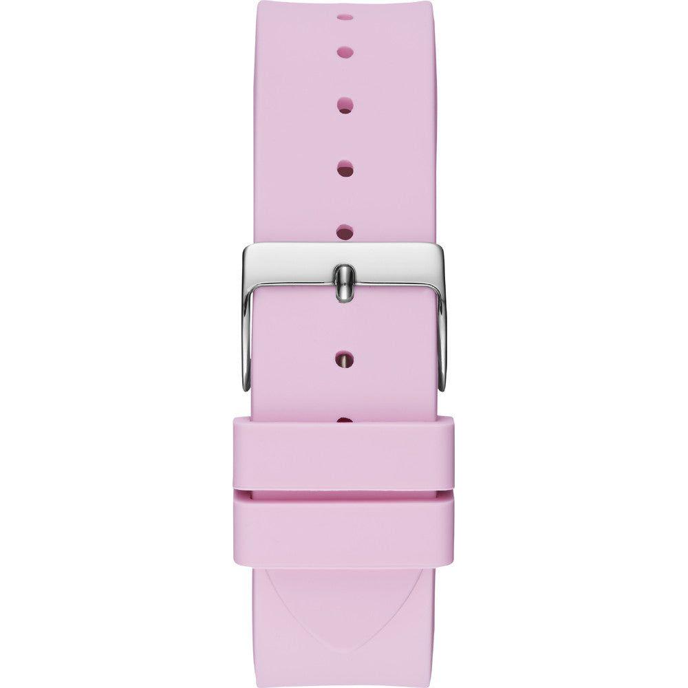 GUESS Women's Water Resistant Quartz Wristwatch Mod. W1223L1 - Stainless Steel Case, Black Silicone Strap