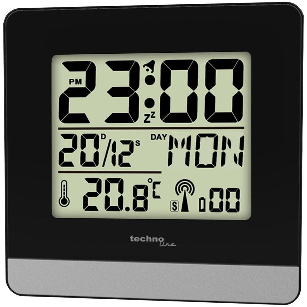 TECHNO LINE Mod. WT260 - Sveglia radiocontrollata con temp. data (7 lingue). luce e snooze - Radio controlled alarm clock with temp. date (7 languages). light and snooze-0