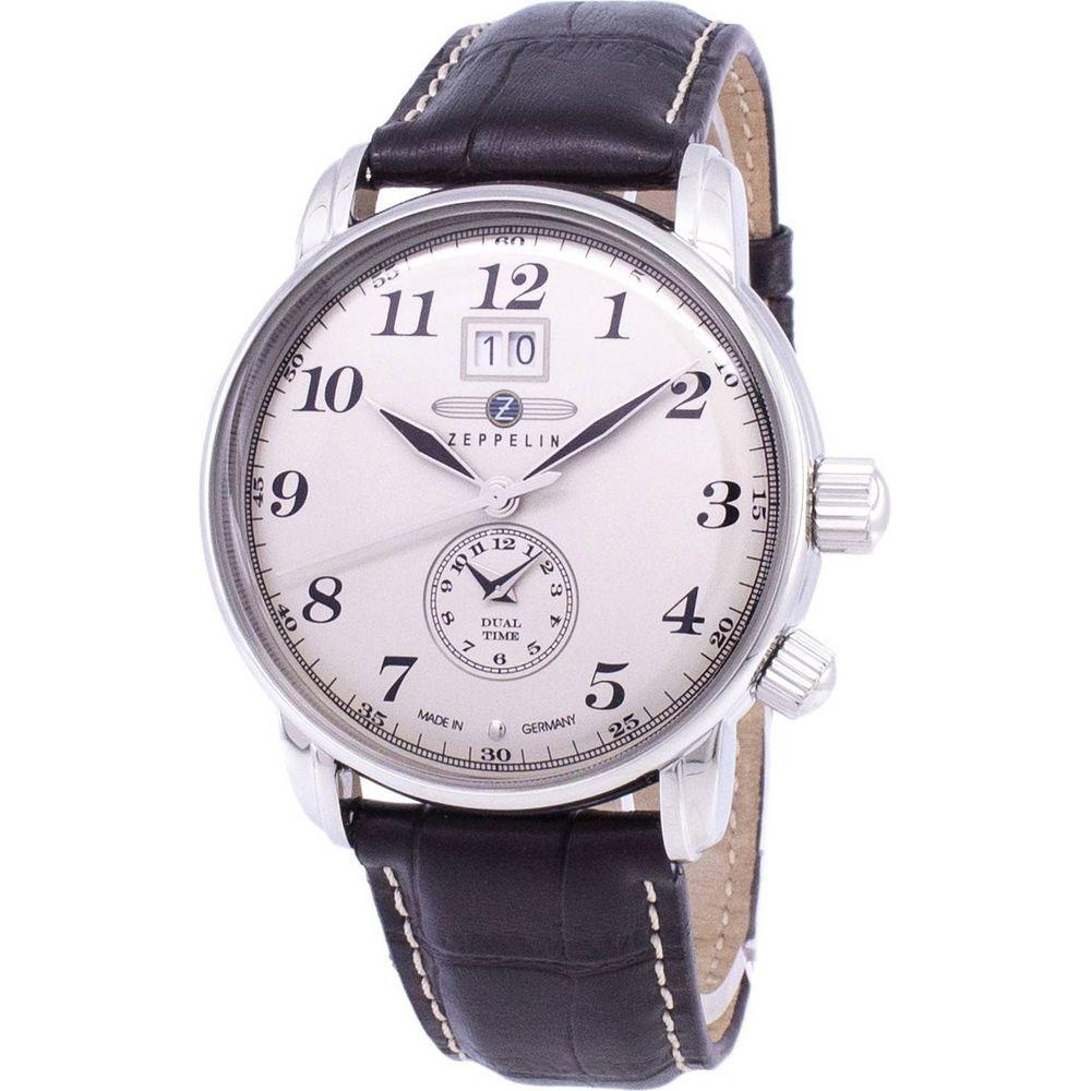 Zeppelin LZ127 Graf Germany Made 7644-5 76445 Men's Ivory Leather Strap Quartz Watch - Elegant and Durable Watch Strap Replacement for Men in Ivory Leather