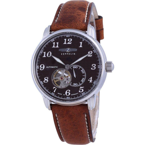 Load image into Gallery viewer, Zeppelin LZ127 Graf Open Heart Leather Automatic Men&#39;s Watch - Model 7666-4, Brown

