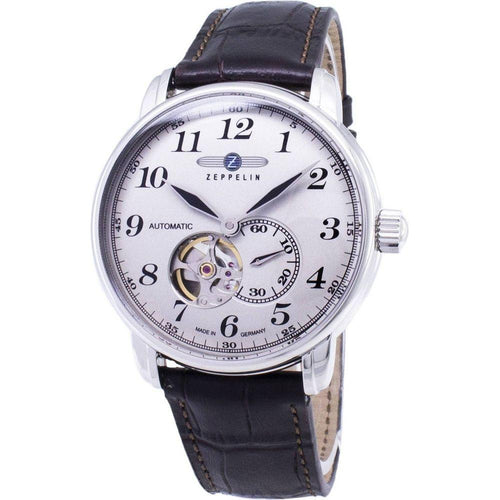 Load image into Gallery viewer, Zeppelin LZ127 Graf 7666-5 Men&#39;s Automatic Watch - Cream Dial, Stainless Steel Case, Leather Strap
