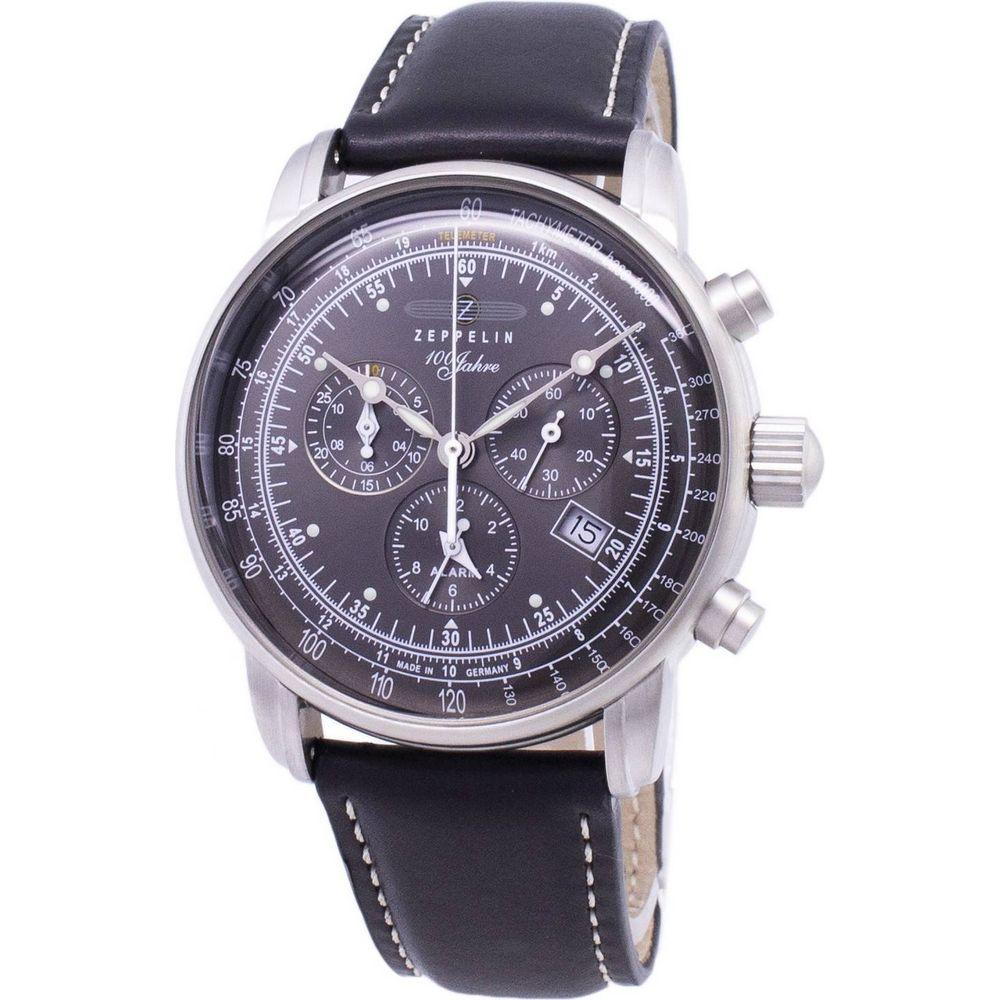 Zeppelin 100 Years ED.1 Germany Made 7680-2 76802 Men's Black Leather Strap Quartz Chronograph Watch - Genuine Replacement Band in Black for Men
