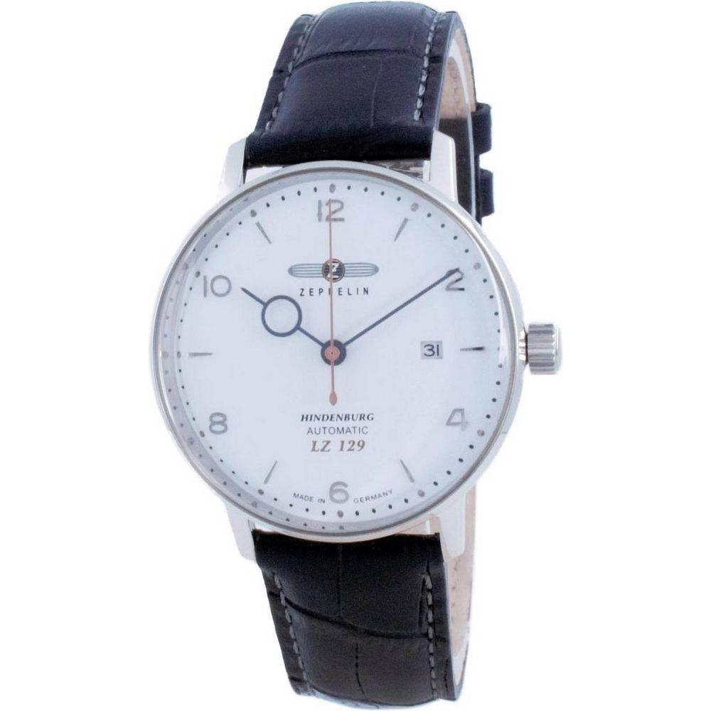 Zeppelin LZ129 Hindenburg Automatic Men's Watch 8062-1 - Stainless Steel Case, White Dial, Leather Strap