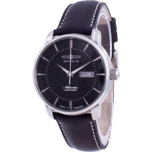 Load image into Gallery viewer, Zeppelin Atlantik 8466-2 84662 Men&#39;s Black Dial Leather Strap Automatic Watch - Premium Replacement Band in Black for Men&#39;s Watches
