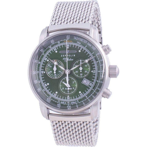 Load image into Gallery viewer, Zeppelin Jahre 100 Years Edition Chronograph Quartz 8680M-4 8680M4 Men&#39;s Green Stainless Steel Watch
