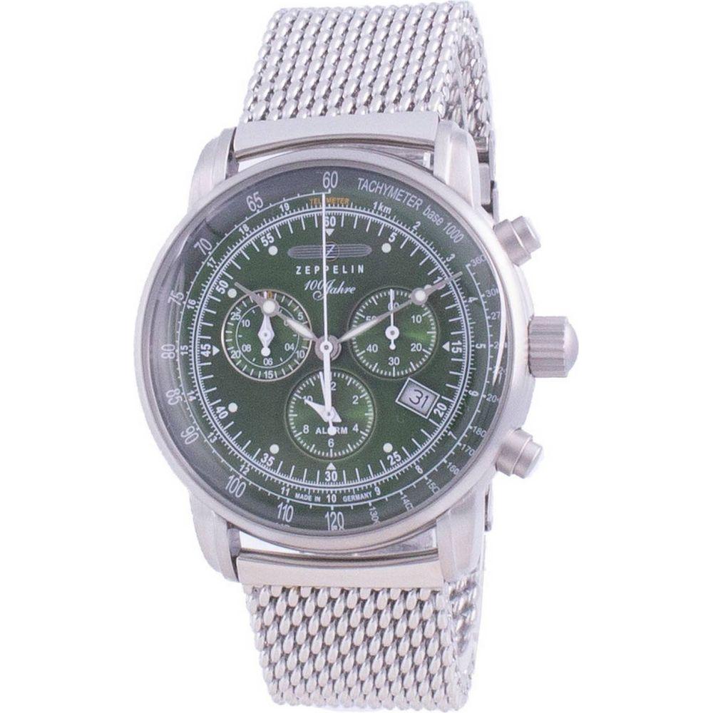 Zeppelin Jahre 100 Years Edition Chronograph Quartz 8680M-4 8680M4 Men's Green Stainless Steel Watch