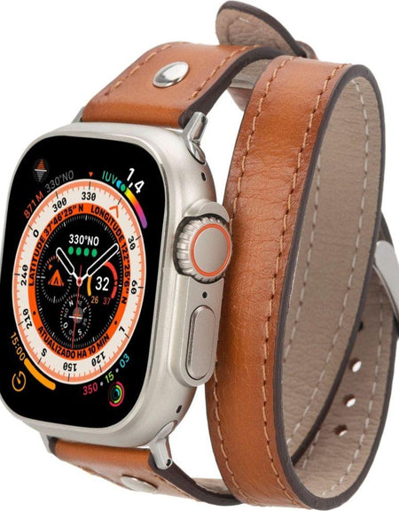 Basin Double Tour Leather Bands for Apple Watch 9, Ultra 2 and SE-0